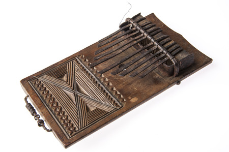 African handmade music instrument isolated on white backgroundの写真素材