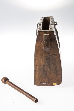 African handmade music instrument isolated on white backgroundの写真素材