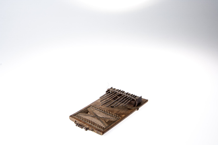 African handmade music instrument isolated on white backgroundの写真素材