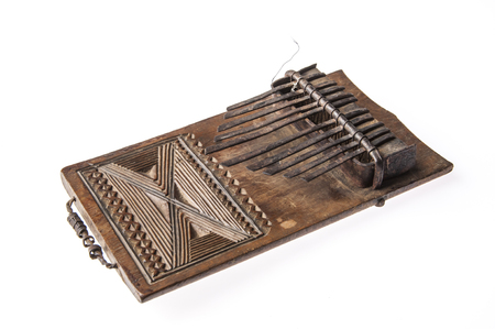 African handmade music instrument isolated on white backgroundの写真素材