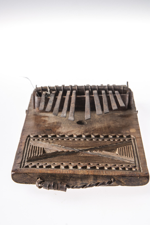 African handmade music instrument isolated on white backgroundの写真素材