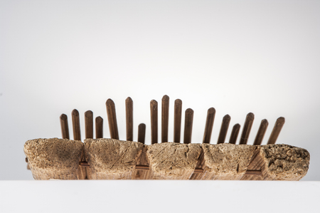 African handmade music instrument isolated on white backgroundの写真素材