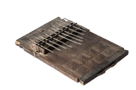 African handmade music instrument isolated on white backgroundの写真素材