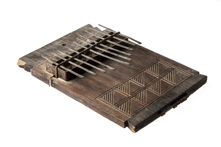 African handmade music instrument isolated on white backgroundの写真素材