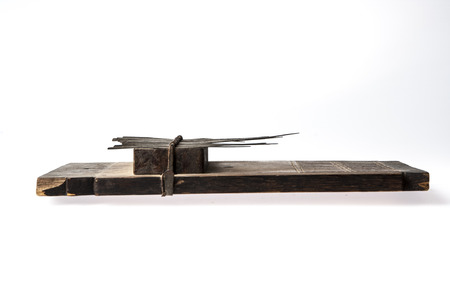 African handmade music instrument isolated on white backgroundの写真素材