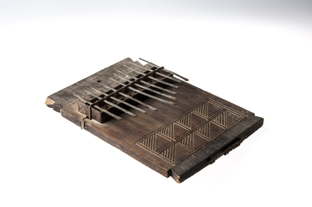 African handmade music instrument isolated on white backgroundの写真素材