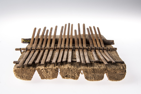 African handmade music instrument isolated on white backgroundの写真素材