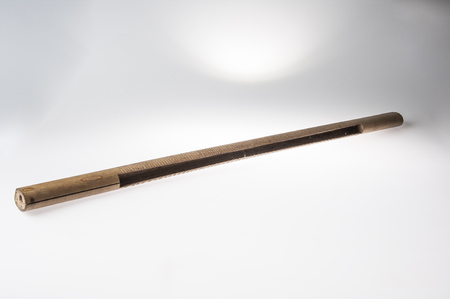 Handmade African music instrument isolated on white background.の写真素材