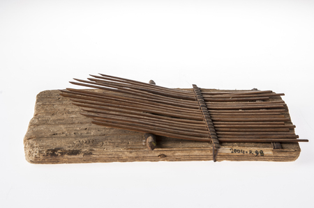 African handmade music instrument isolated on white backgroundの写真素材