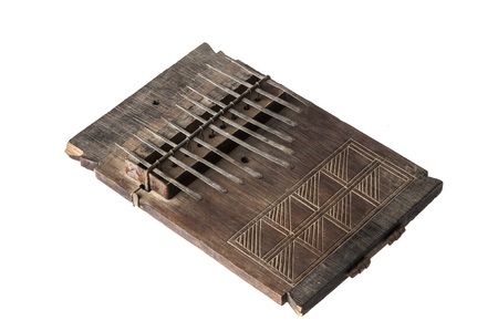 African handmade music instrument isolated on white backgroundの写真素材