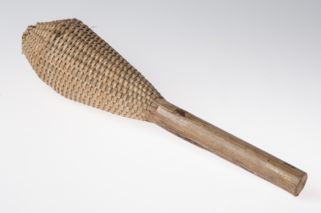 African handmade instrument, rattle isolated on white backgroundの写真素材