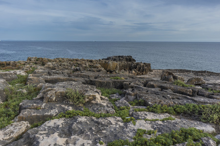 Rocky beach of the mouth of hell, cascais portugalの写真素材
