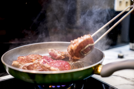 Beef tenderloin to be cooked in frying panの写真素材