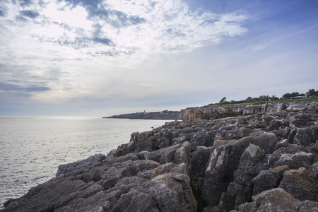 Rocky beach of the mouth of hell, cascais portugalの写真素材