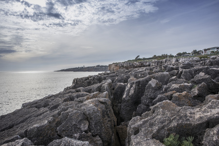 Rocky beach of the mouth of hell, cascais portugalの写真素材