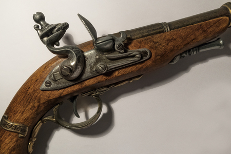 Pirate pistol isolated on white backgroundの写真素材