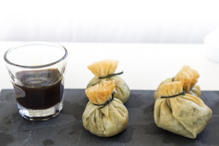 Vegetable sacks with soy, gormet foodの写真素材