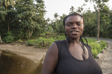 MALANZA/SAO TOME - 2 JAN 2016 - Portrait of African woman, native of Sao Tomeのeditorial素材