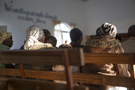 African church in Angola, with natural light from the windowsの写真素材