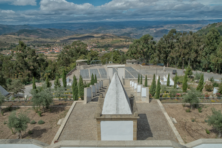 View of garden with mountains, in portugal.の写真素材