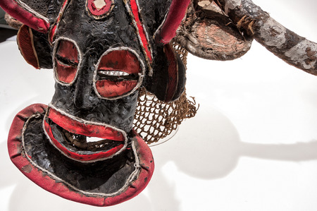 African mask of cloth, traditional, isolated on white background.の写真素材