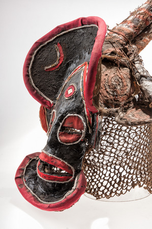 African mask of cloth, traditional, isolated on white background.の写真素材