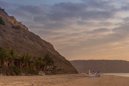 Wedding on the beach with sunset.の写真素材