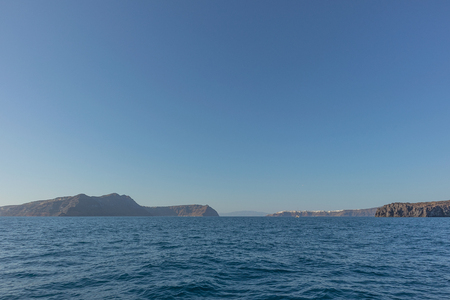Capital of Santorini, Thira seen from the sea.の写真素材