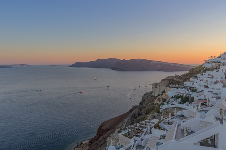 Beautiful sunset in Oia Santorini. Greece,の写真素材