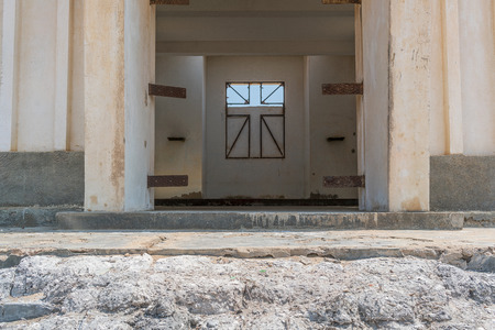 Interior of Abandoned church in the Namibe Desert. Angola, Church of the Portuguese colonial time.の写真素材