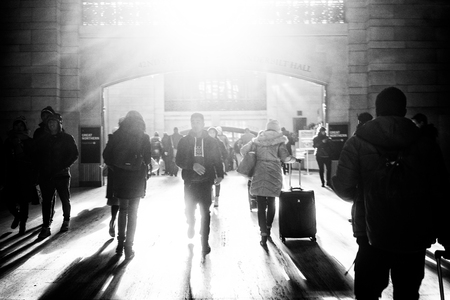 USA/NEW YORK - 3 JAN 2018 - Grand central station with people moving.のeditorial素材