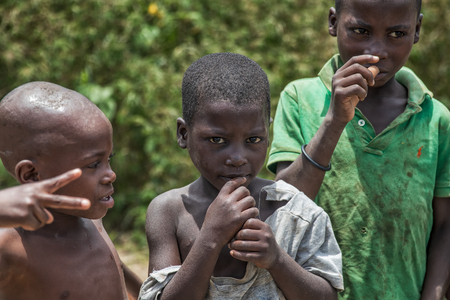 MALANJE/ANGOLA - 10 MAR 2018 - Portrait of African boys in the province of Malanje Angola.のeditorial素材