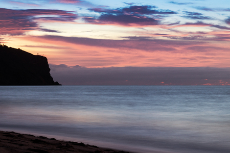 Beautiful sunset on Cabo Ledo beach. Angola. Africa.の写真素材