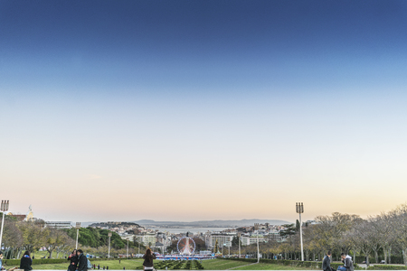 LISBON/PORTUGAL - 25 MAY 2017 - view of parque edurado VII in lisbon.のeditorial素材