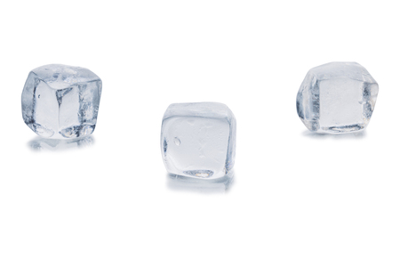 Ice cubes with reflection, isolated.の写真素材