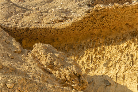 Close up of canyon wall in Namibe Desert. Africa. Angola. With erosion marks.の写真素材