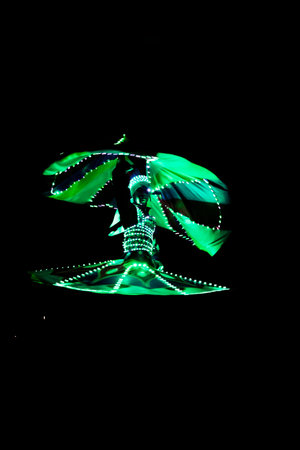 ABUDHABI/UAE - 17 DEZ 2018 - Traditional Arabic dance in Abu Dhabi, man dancing with dark...