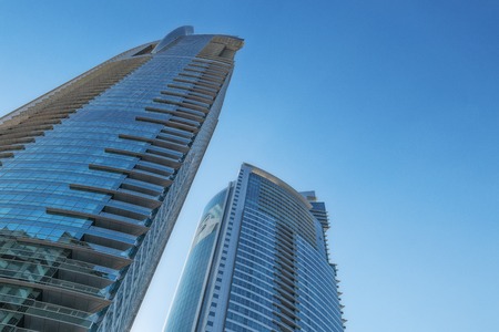 UAE / DUBAI - 20 DEZ 2018 - View from below of Dubai Skyscrapers. UAE.のeditorial素材