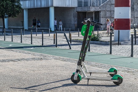 PORTUGAL/LISBON - 5MAY2019 - Electric bicycle in the park of the nations in Lisbon. Portugal.のeditorial素材