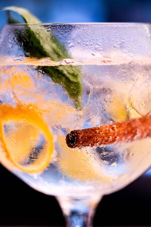 Close up of beautiful glass of gin on bar counterの写真素材