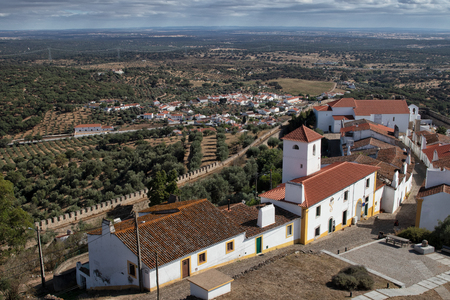 Town inside the Monte Velho castle in Alentejo in Portugal.のeditorial素材
