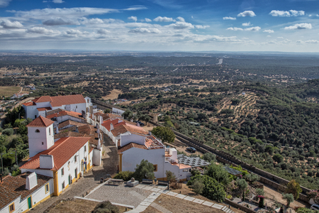 Town inside the Monte Velho castle in Alentejo in Portugal.のeditorial素材