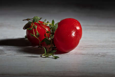 macro photography of cherry tomatoes.の写真素材
