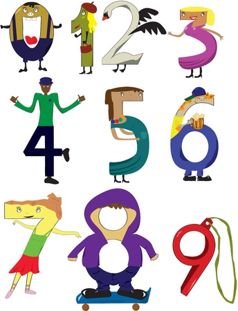 Set of numbers from 0 to 9 illustrated in a way resembling some image, fantasy, similarityのイラスト素材
