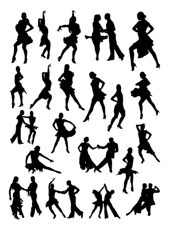 Salsa dancer silhouette in black and white.のイラスト素材