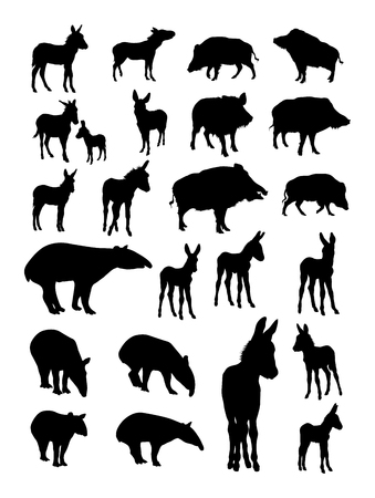 Boar, donkey, tapir animal silhouette. Good use for symbol, logo, web icon, mascot, sign, or any design you want.のイラスト素材
