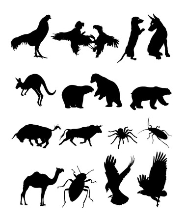 Set of animal black silhouette. Good use for symbol, logo, web icon, mascot, sign, or any design you want.のイラスト素材