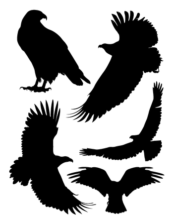Eagle bird detail silhouette. Good use for symbol, logo, web icon, mascot, sign, or any design you want. Vector illustration.のイラスト素材