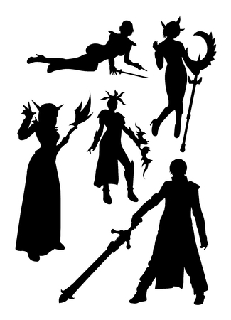 Cosplay detail silhouette 04. Good use for symbol, logo, web icon, mascot, sign, or any design you want.のイラスト素材