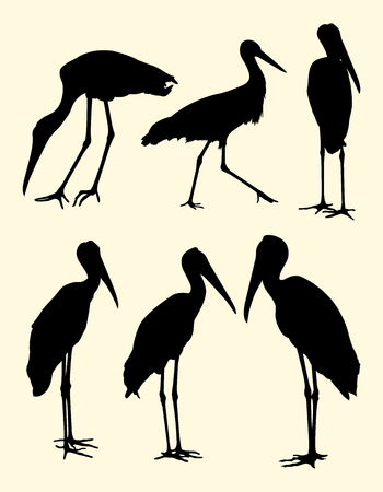 Stork bird detail silhouette. Vector, illustration. Good use for symbol, logo, web icon, mascot, sign, or any design you want.のイラスト素材